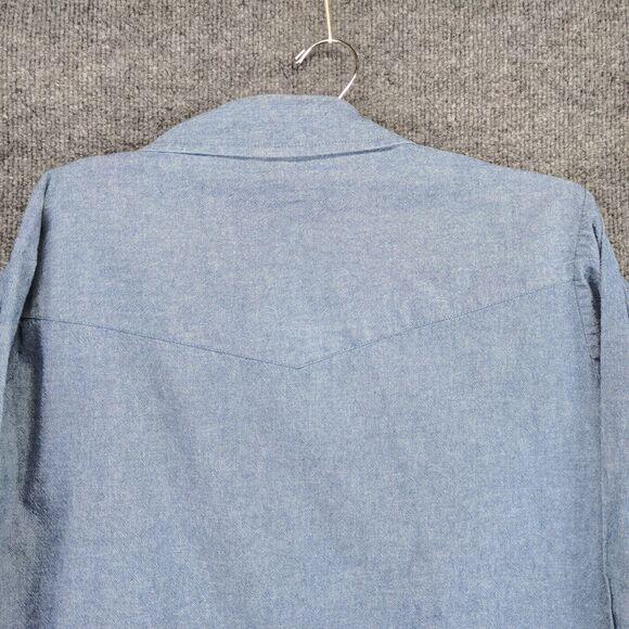 Fly Cattleman Pearl Snaps Button Down Shirt Long Sleeve Mens Size M Blue - Picture 9 of 12